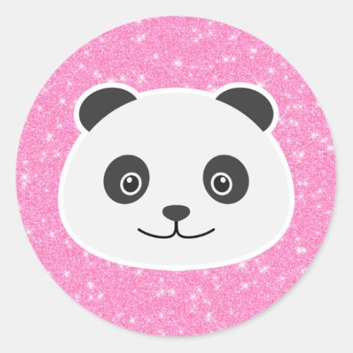 Panda Glitter Classic Round Sticker