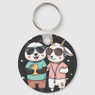 Panda & Goat Best Friends – Cute Animal Friendship Keychain