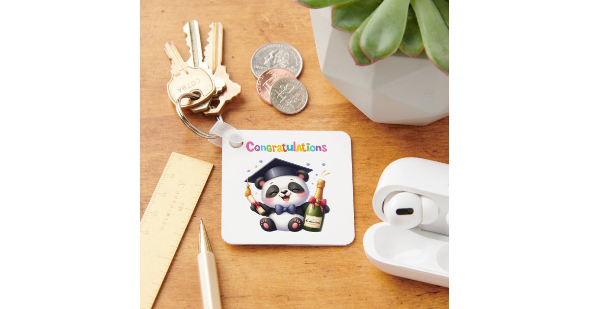 Panda Graduation Congratulations Keychain | Zazzle