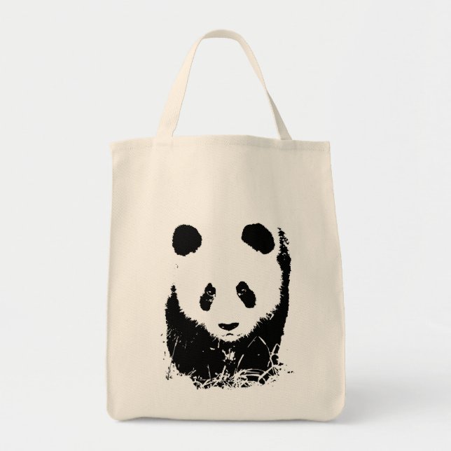 Panda Grocery Tote Canvas Bag (Front)