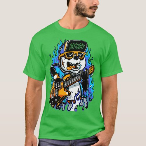 Panda Guitarist Illustration T_Shirt