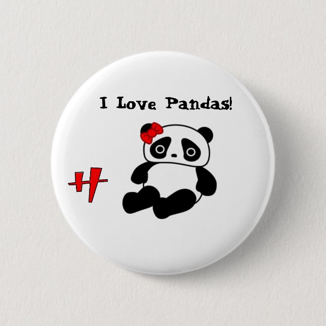 Panda, h, I Love Pandas! - Customized Pinback Button (Front)