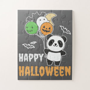 Panda Halloween Balloons For Kids Cute Pandas Jigs Jigsaw Puzzle