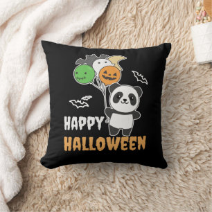 Panda Halloween Balloons For Kids Cute Pandas Thro Throw Pillow