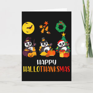 Panda Halloween Christmas Happy Hallothanksmas Pan Card