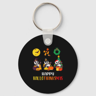 Panda Halloween Christmas Happy Hallothanksmas Pan Keychain
