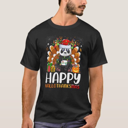 Panda  Halloween Christmas Happy Hallothanksmas T_Shirt