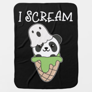 Panda Halloween Ghost I Scream Ice Cream Pun Baby Blanket