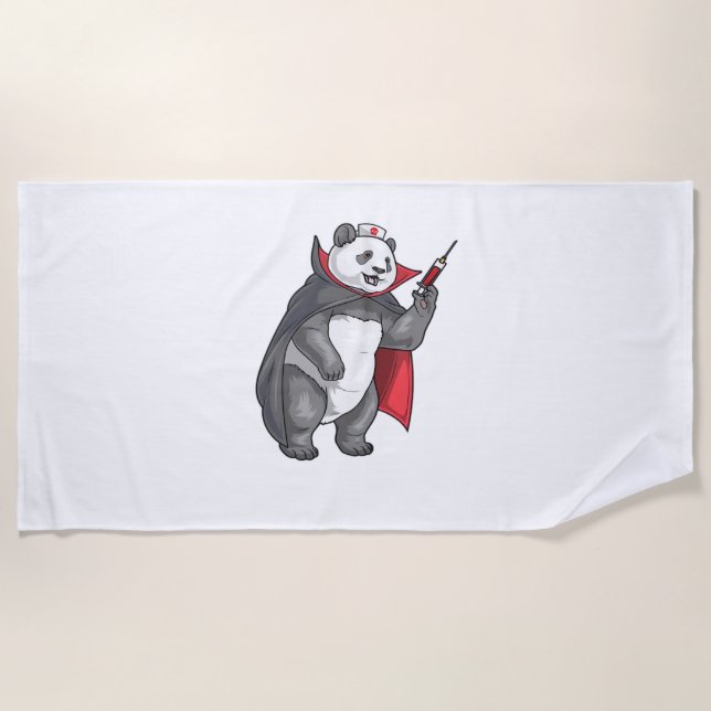 Panda Halloween Vampire Nurse Oversized T-Shirt Beach Towel (Front)