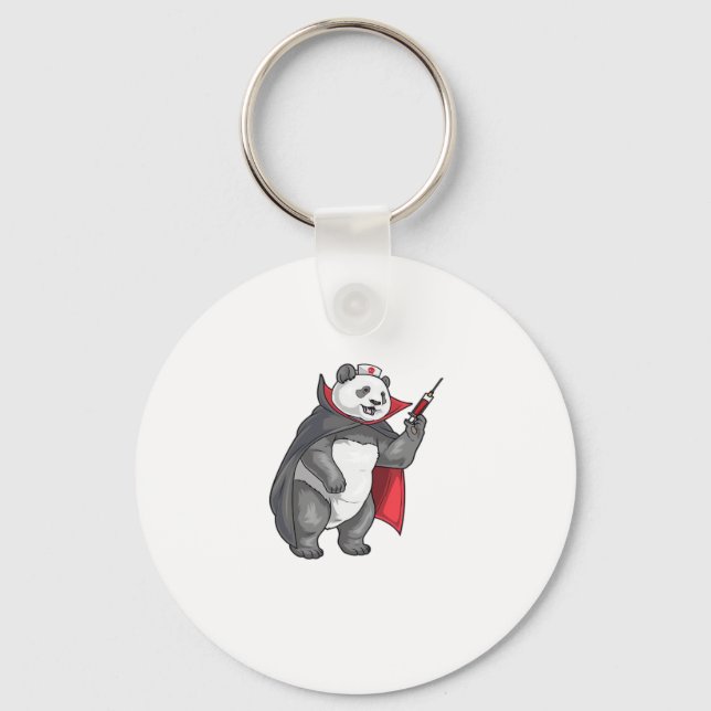 Panda Halloween Vampire Nurse Oversized T-Shirt Keychain (Front)