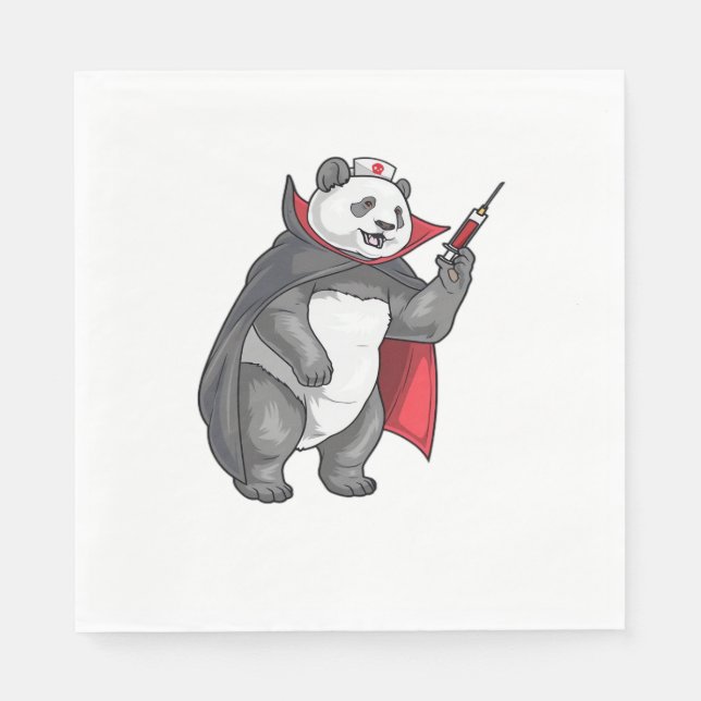 Panda Halloween Vampire Nurse Oversized T-Shirt Napkins (Front)