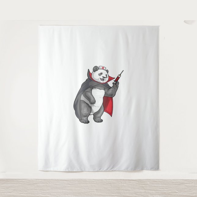 Panda Halloween Vampire Nurse Oversized T-Shirt Tapestry (Front)