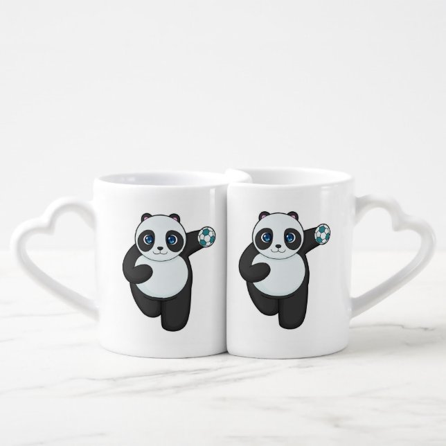 Panda Handball player Handball Coffee Mug Set (Front Nesting)