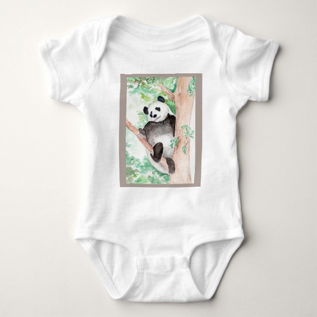 Panda, Hanging Out Baby Bodysuit (Front)