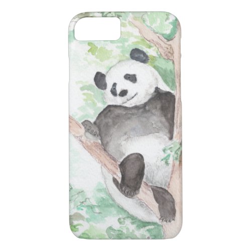 Panda Hanging Out watercolor on an iPhone Case