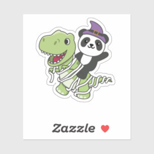 Panda Happy Halloween T-rex Mummy Costume Sticker