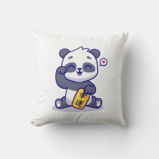 panda happy  throw pillow