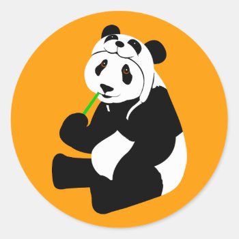 Panda Hat Classic Round Sticker by Iantos_Place at Zazzle