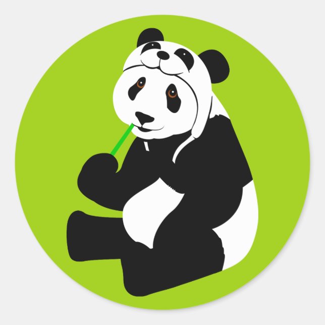 Panda Hat Classic Round Sticker (Front)
