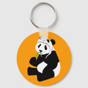Panda Hat Keychain by Iantos_Place at Zazzle