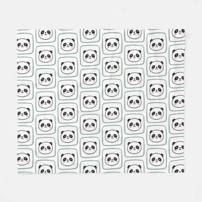Panda head minimalist graphic icon fleece blanket (Front (Horizontal))