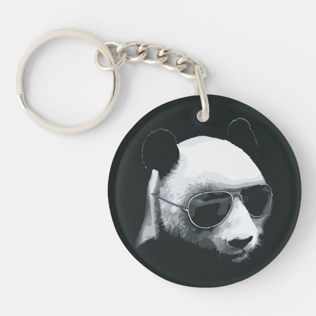 Panda Head with Sunglasses Design Keychain (Front)