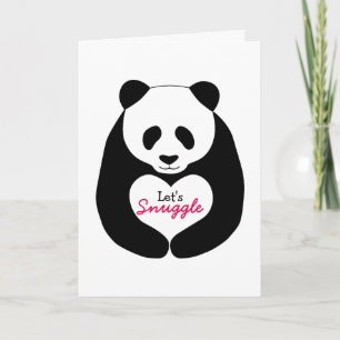 Panda Heart Let's Snuggle Valentine's Card