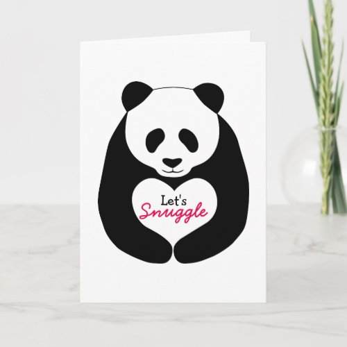 Panda Heart Lets Snuggle Valentines Card