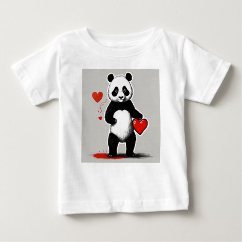 Panda heart sticker  baby T_Shirt