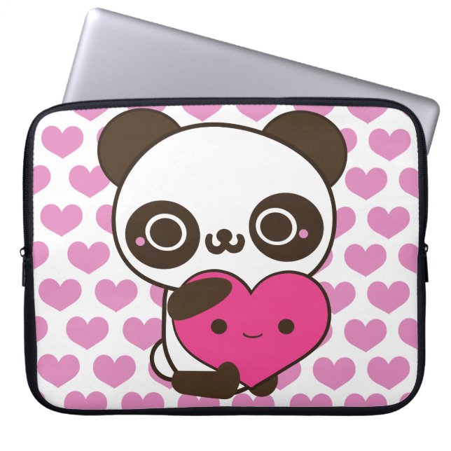 Panda Hearts Laptop Sleeve (Front)