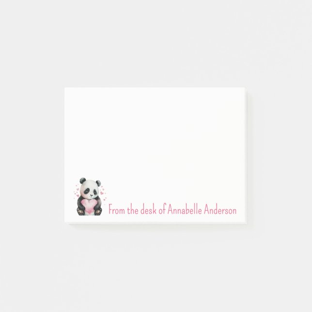 Panda Hearts Personalize Post-it Notes (Front)