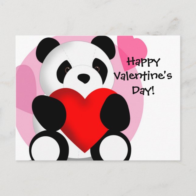 Panda Hearts Valentine's Postcard (Front)
