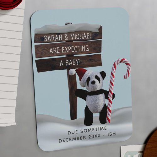 Panda Holiday Pregnancy Announcement Flexi Magnet