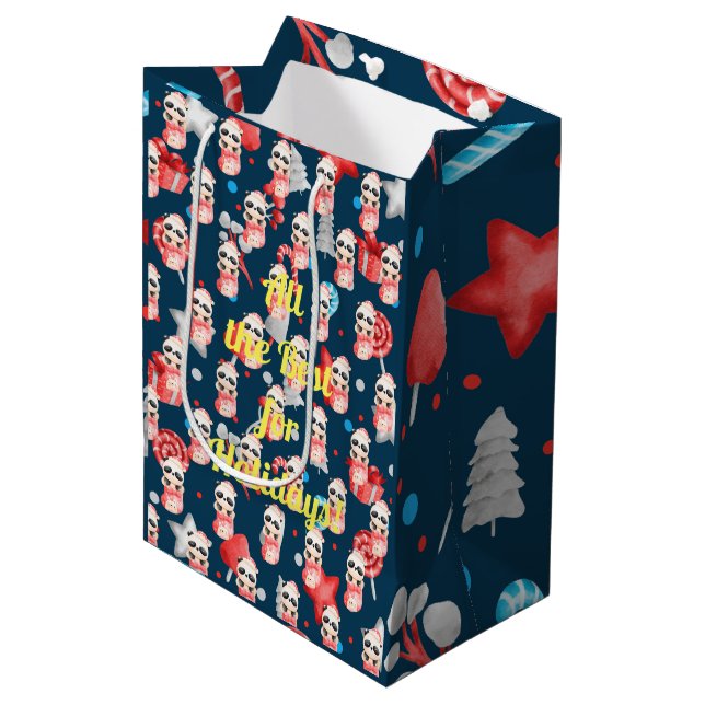 Panda Holidays Customize Medium Gift Bag (Front Angled)