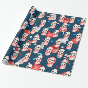 Panda Holidays Customize Wrapping Paper