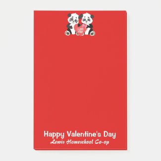 Panda Homeschool Co-op Valentine's Day Post-it Notes
