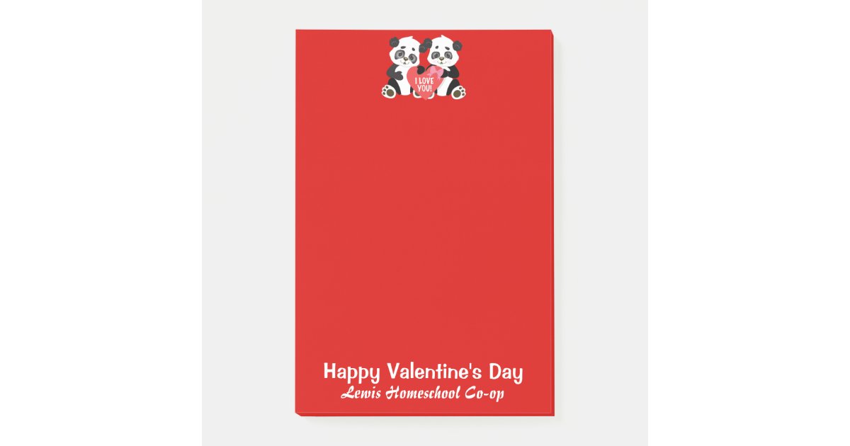 Panda Homeschool Coop Valentine's Day Postit Notes Zazzle