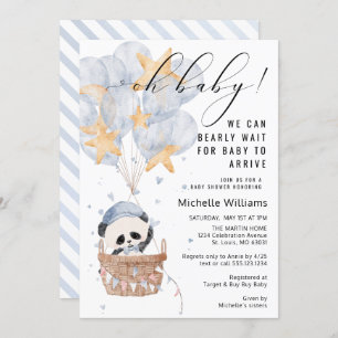 Panda Hot Air Balloon Baby Shower Invitation