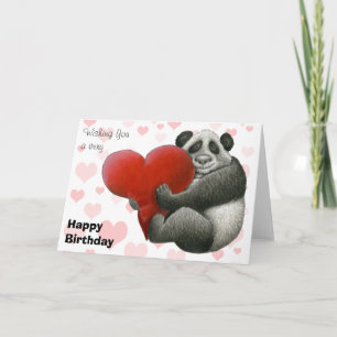 Panda Hugging a Heart Card