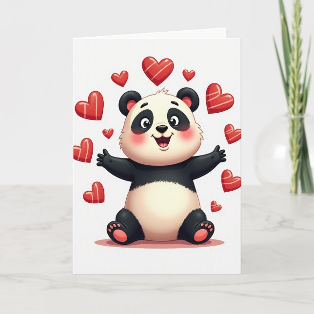 Panda Hugs And Hearts Card (Front)