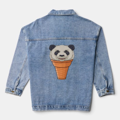 Panda Ice Cream Cone Waffle Summer  Denim Jacket