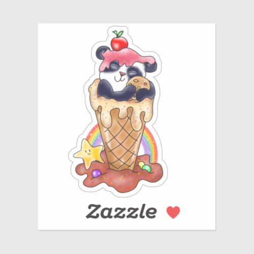 Panda Ice Cream Dessert  Sticker