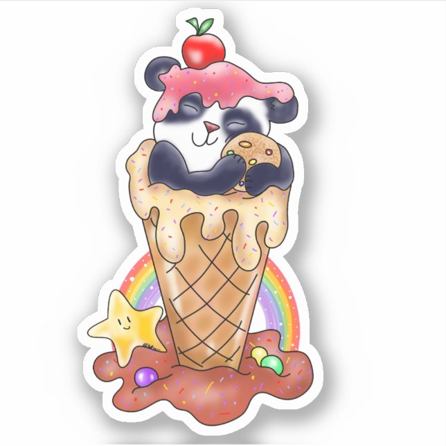 Panda Ice Cream Dessert | Sticker (Front)