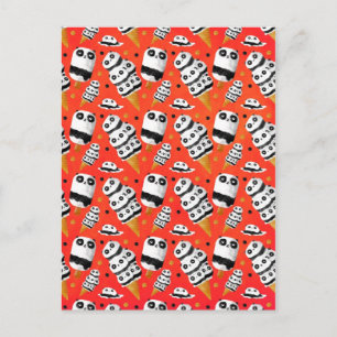 Panda Ice Cream Pattern Postcard