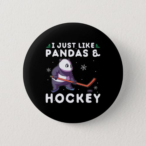 Panda Ice Hockey I Just Love Pandas  Button