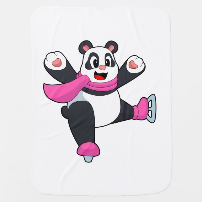 Panda Ice skating Ice skates Baby Blanket (Front)