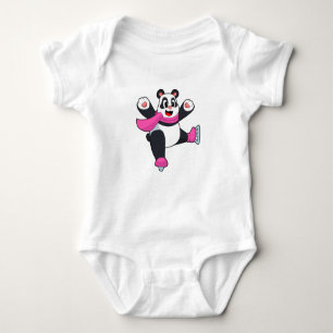 Panda Ice skating Ice skates Baby Bodysuit