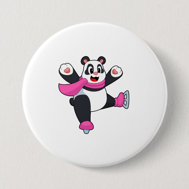 Panda Ice skating Ice skates Button (Front)