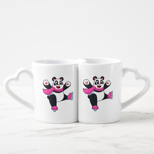 Panda Ice skating Ice skates Coffee Mug Set (Front Nesting)