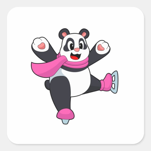 Panda Ice skating Ice skates Square Sticker (Front)